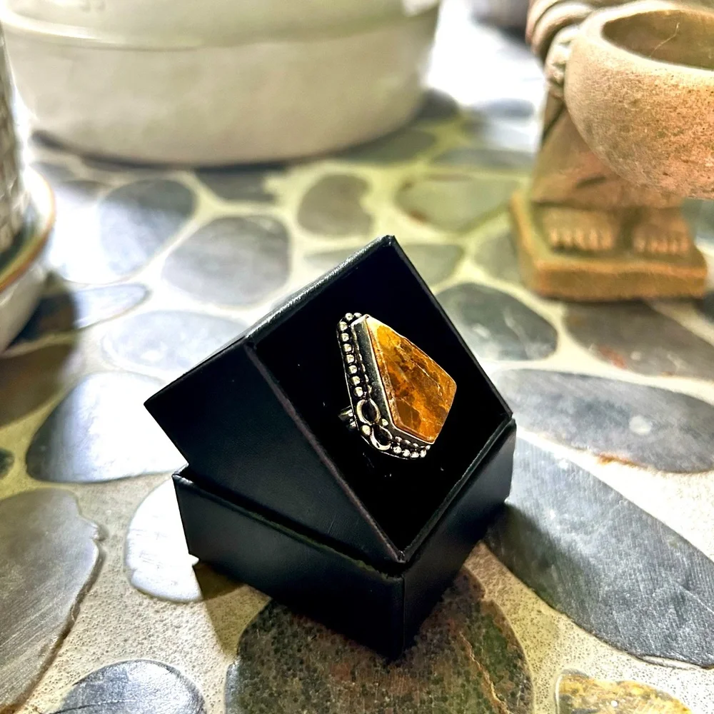 Brown Agate Sterling Silver Ring